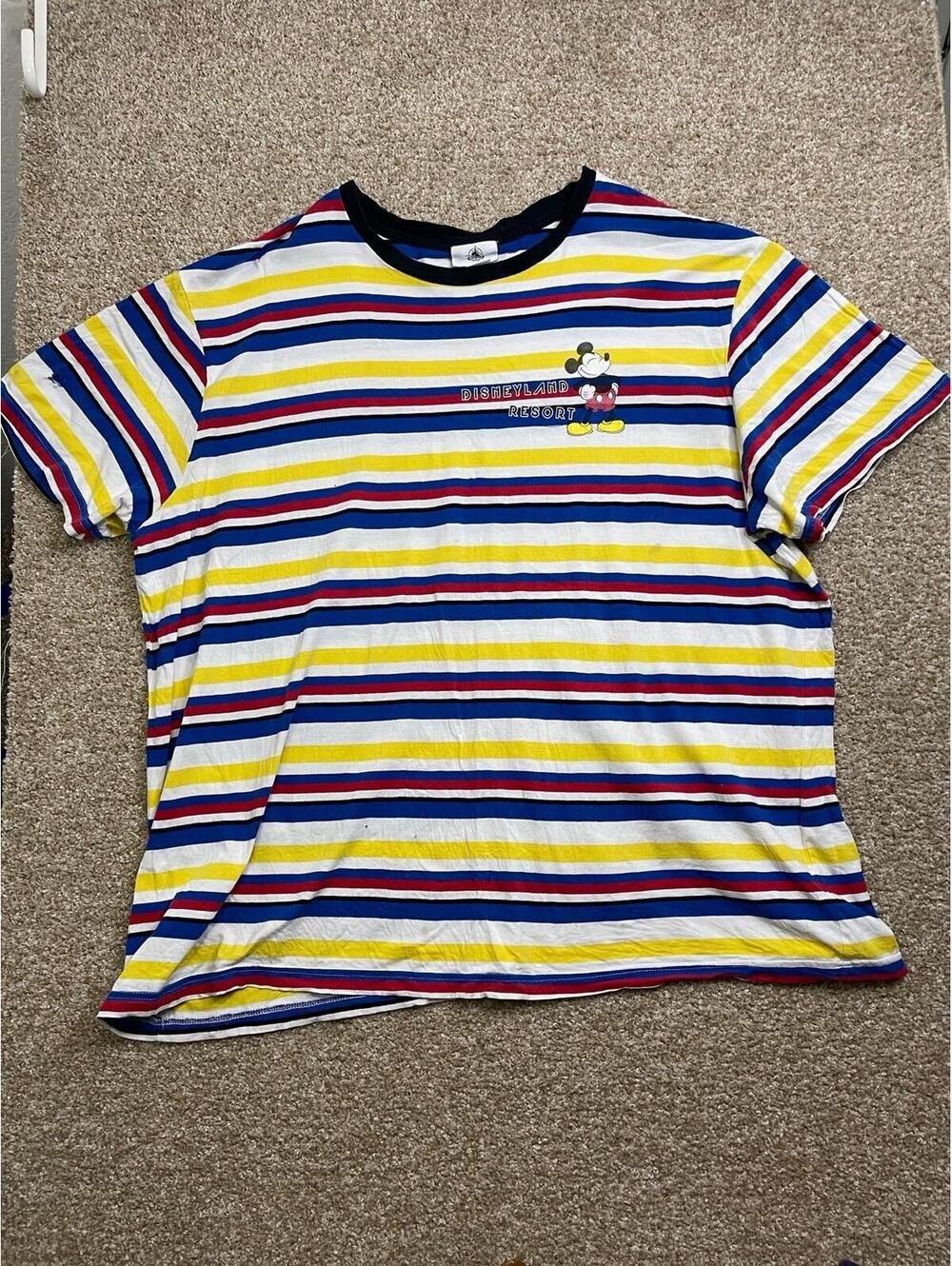 VTG Walt Disney World Parks Mens Size XXL Mickey Mouse Striped T Shirt